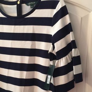 Lauren Ralph Lauren Navy and Cream Stripped Dress.